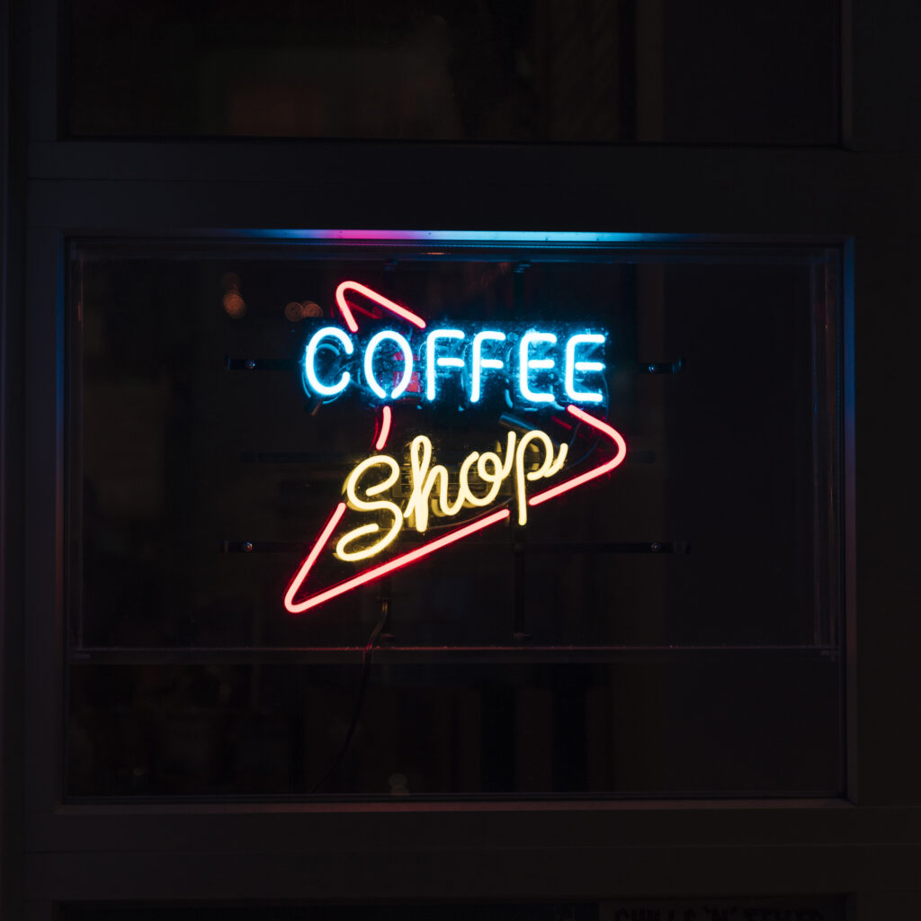 coffee shop sign neon lights nocturnal people coffee shop sign neon lights nocturnal people